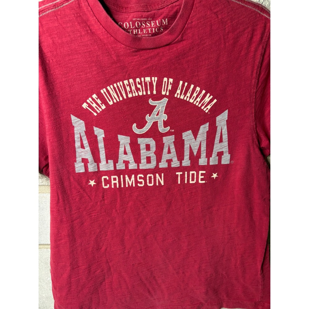 Colosseum Athletics Alabama Crimson Tide T-Shirt Mens Medium Red Slub Knit Tee - Picture 2 of 6
